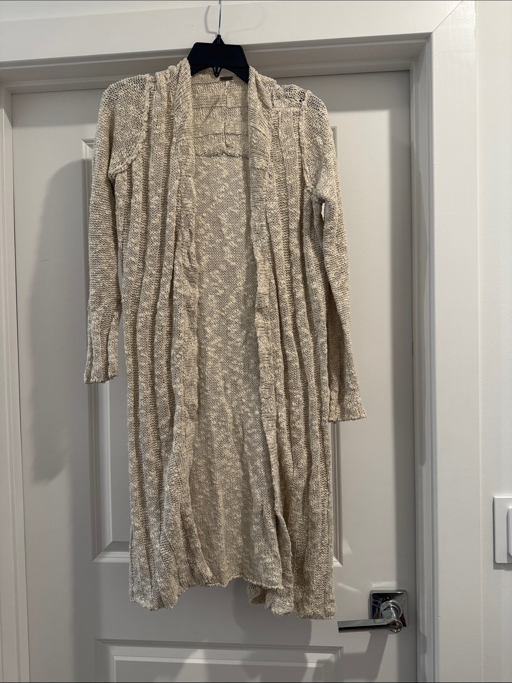Free People Open Front Long Knit Cardigan - Cream
